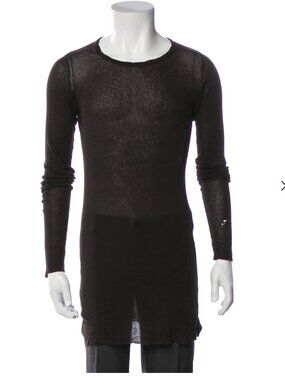 Rick Owens Black Long Sleeve T Shirt Size S Distressed Mens